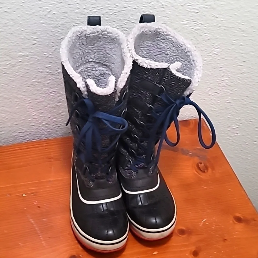 Sorel Tofino Waterproof Winter Boots Womens‎ 5 Black Grey Pink NL2028-591